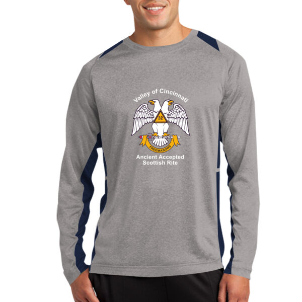 32nd Degree Freemason Printed - Long Sleeve Heather Colorblock Contender Tee Thumbnail